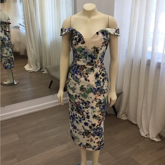 SAMPLE SALE! Anne Barge Sardina Floral Silk Cocktail Dress - Picture 2 of 6